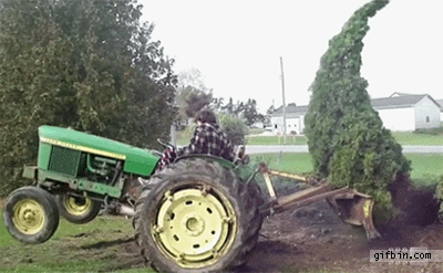 Gartenarbeit mit Traktor 