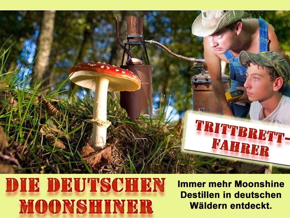 Moonshiner in deutschen Wäldern Satire