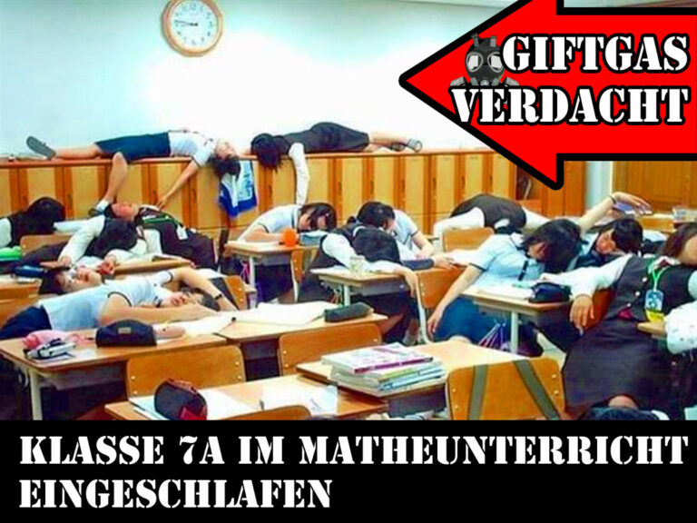 Giftgas Verdacht: Klasse 7a im Matheunterricht eingeschlafen Satirische Schlagzeilen und ironischer Blick auf die Welt | Die Kirche des heiligen Al Bundy 1. Februar 2021 5