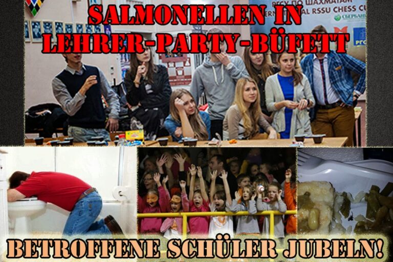 Salmonellen in Lehrer-Party-Büfett. Betroffene Schüler jubeln! Satirische Schlagzeilen und ironischer Blick auf die Welt | Die Kirche des heiligen Al Bundy 27. Juni 2019 1