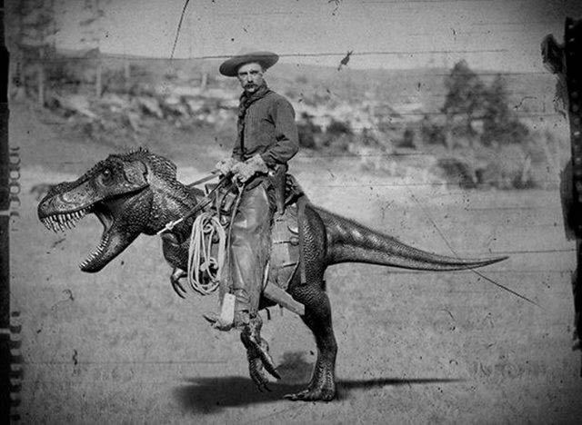 Cowboys und Dinosauriere alte Fotos aus dem Wilden Westen
