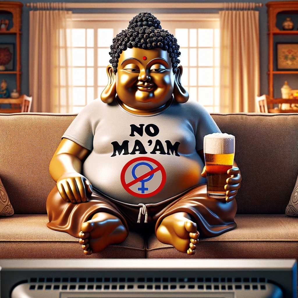 No MAAM Buddha mit Bier lustig Spaß-Religion Spaß-Religion
